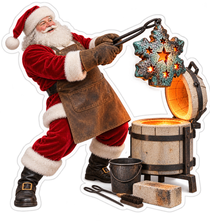 Santa Firing Snowflake Lantern Art Vinyl Decal Stickers