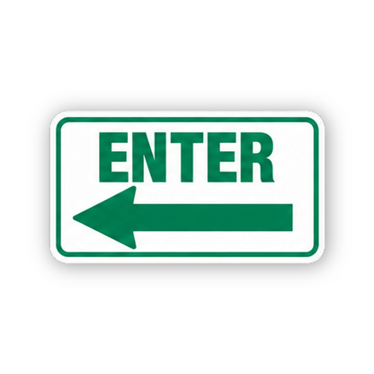 Green Enter Left Arrow Wide Panel Vinyl Decal Stickers