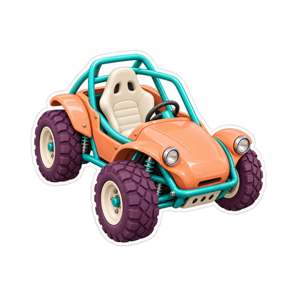 Apricot Teal Dune Buggy Art Vinyl Decal Stickers