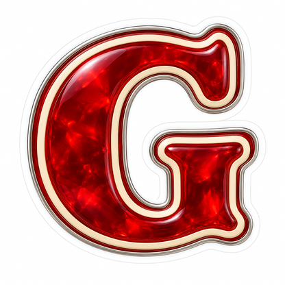 Ruby Marbled Serif Letter G with Ivory Trim Vinyl Decal Stickers