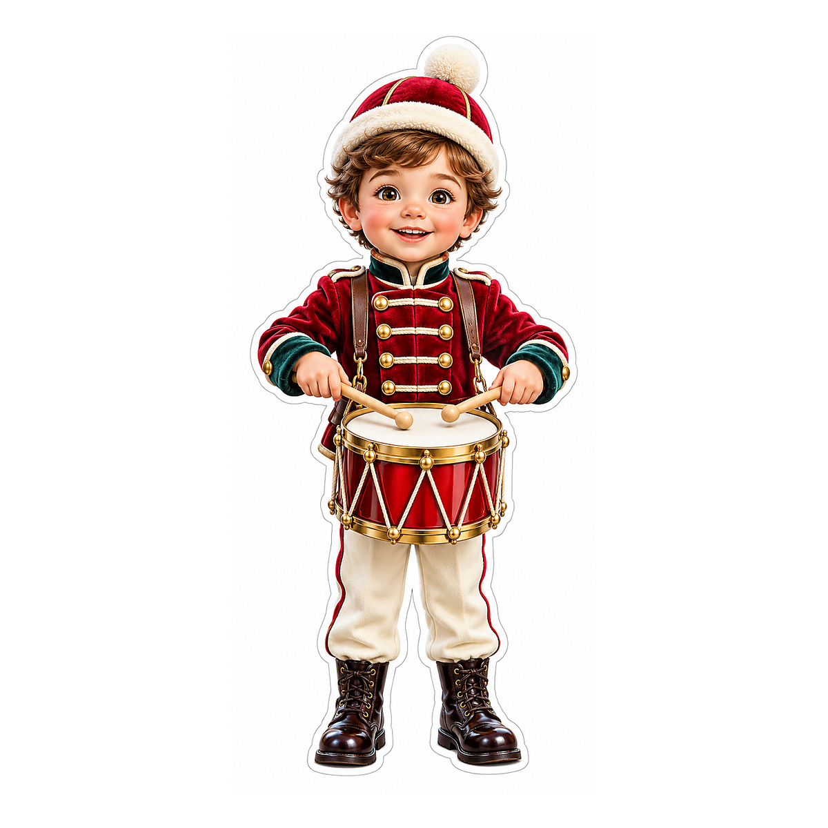 Child Drummer in Red Holiday Uniform Vinyl Decal Stickers
