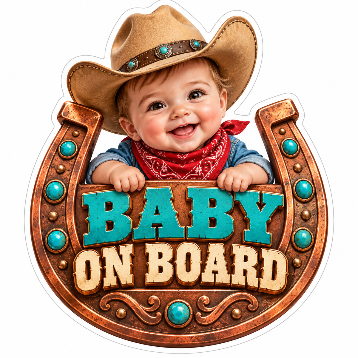 Brown Cowboy Hat Baby on Board Vinyl Decal Stickers