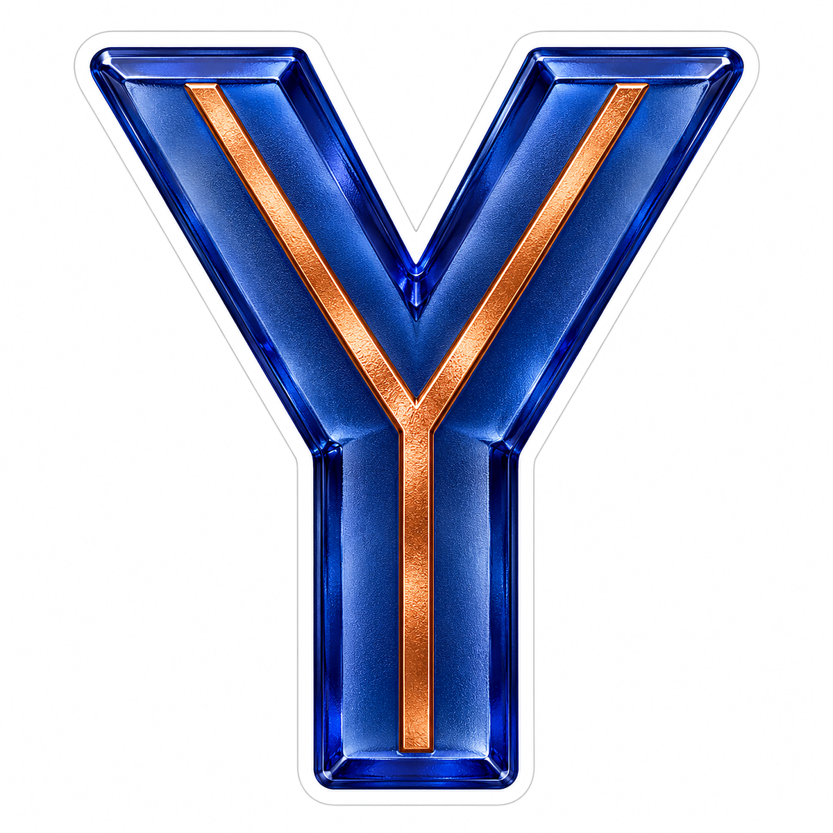 Indigo Glass Copper Inlay Letter Y Vinyl Decal Stickers
