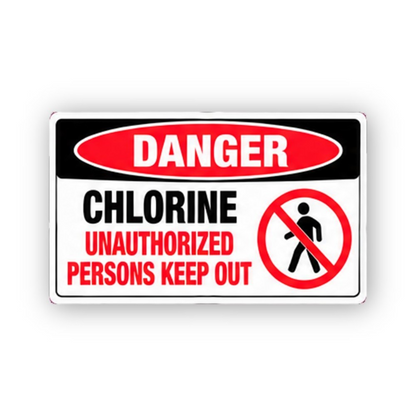 Black Danger Chlorine Crossed Entry Panel Vinyl Decal Stickers