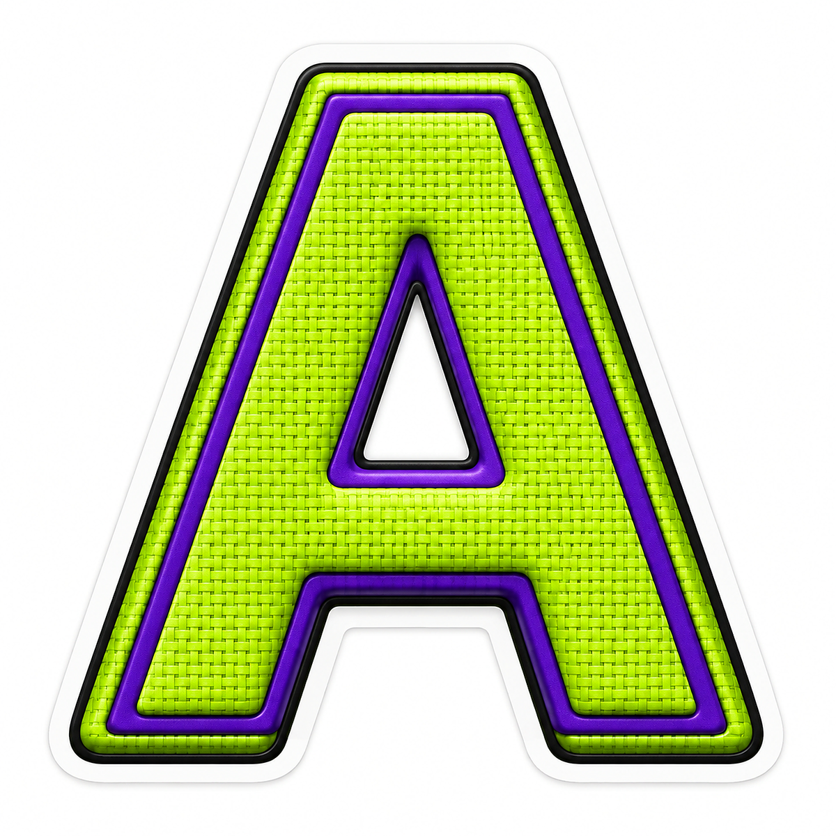 Lime Mesh Letter A with Purple Edge Art Vinyl Decal Stickers
