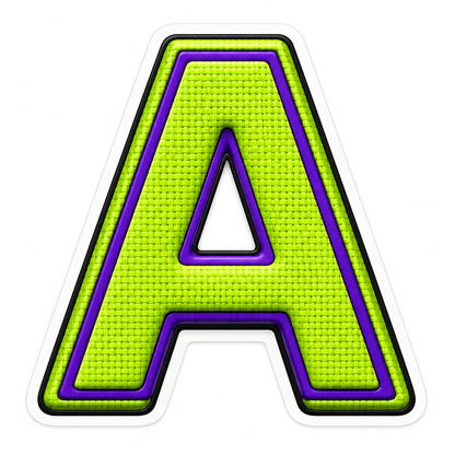 Lime Mesh Letter A with Purple Edge Art Vinyl Decal Stickers
