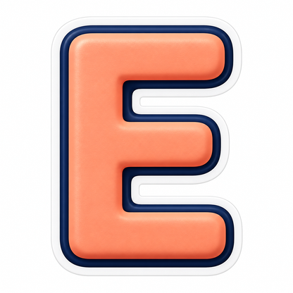 Peach Letter E with Navy Outline Art Vinyl Decal Stickers