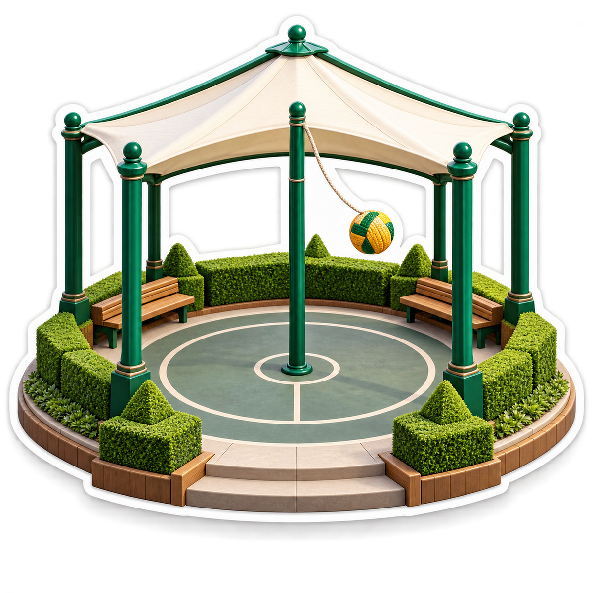 Green Tetherball Pavilion with Cream Canopy Vinyl Decal Stickers