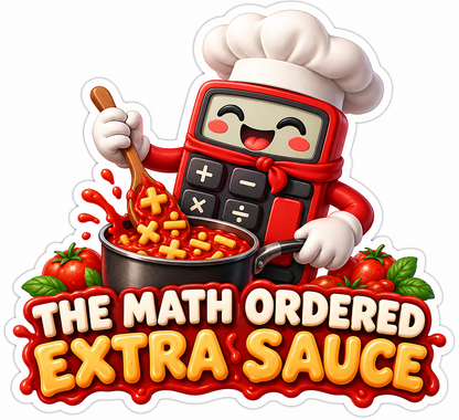 Calculator Chef Tomato Sauce Math Quote Vinyl Decal Stickers