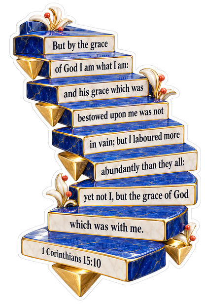 1 Corinthians 15 Verse 10 Floating Steps Art Vinyl Decal Stickers