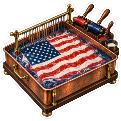 American Flag Paper Marbling Tray Art Vinyl Decal Stickers