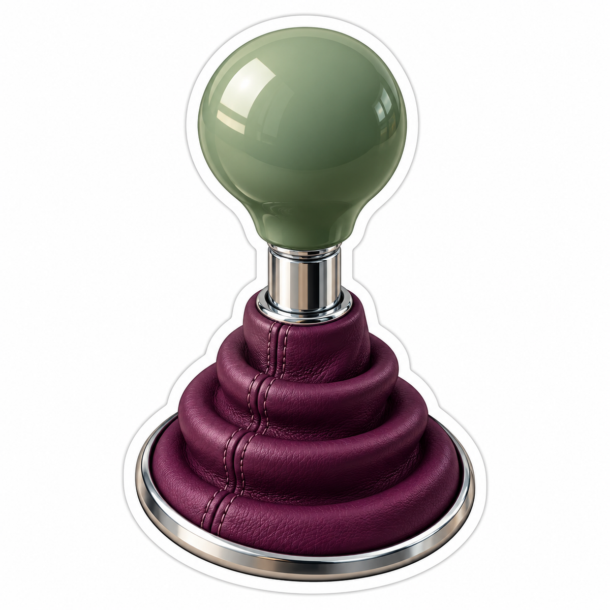 Olive Gear Knob with Plum Leather Boot Vinyl Decal Stickers