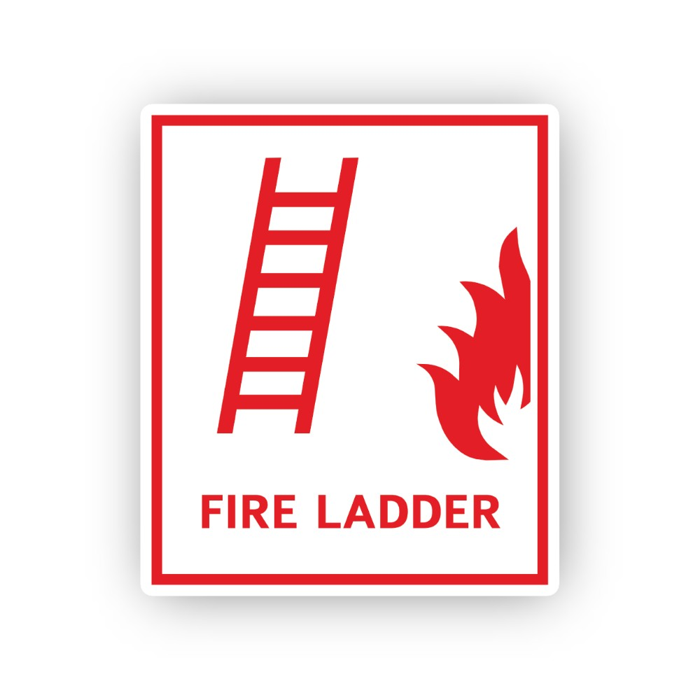 Red Fire Ladder Flame Outline Portrait Vinyl Decal Stickers