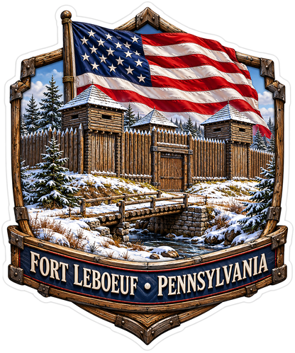 Fort LeBoeuf Pennsylvania Snowy Fort Flag Vinyl Decal Stickers