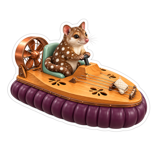 Spotted Mouse in Wooden Music Fan Boat Vinyl Decal Stickers