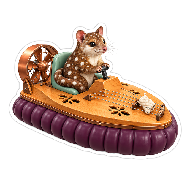Spotted Mouse in Wooden Music Fan Boat Vinyl Decal Stickers