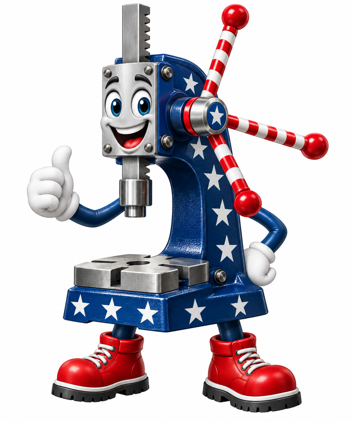 Patriotic Hand Lever Press Mascot Vinyl Decal Stickers