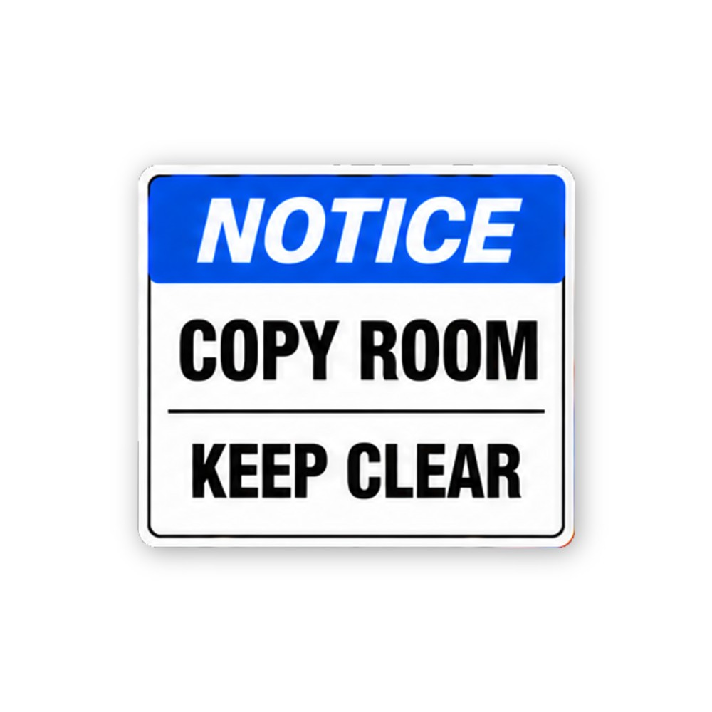 Blue Notice Copy Room Keep Clear Panel Vinyl Decal Stickers