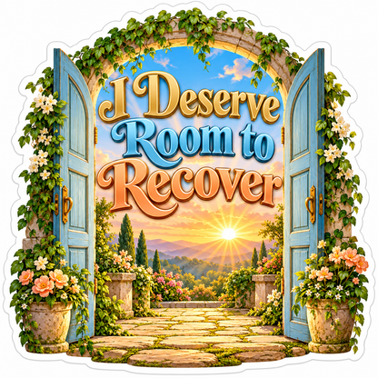Flowering Open Garden Doors and Sunrise Quote Vinyl Decal Stickers