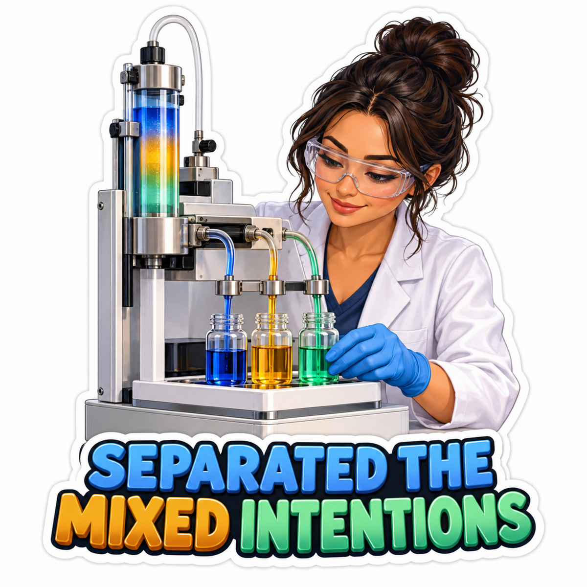 Artist Sorting Colored Liquid in Glass Vials Art Vinyl Decal Stickers