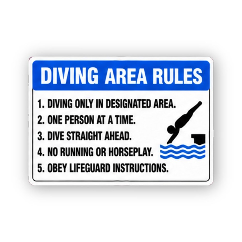 Blue Diving Area Rules Figure Panel Vinyl Decal Stickers
