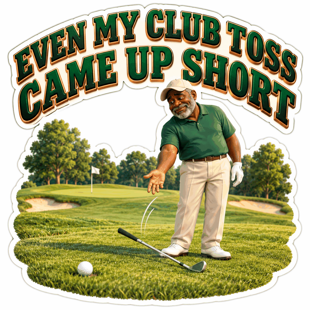 Golfer Tossing Club That Lands Nearby Vinyl Decal Stickers