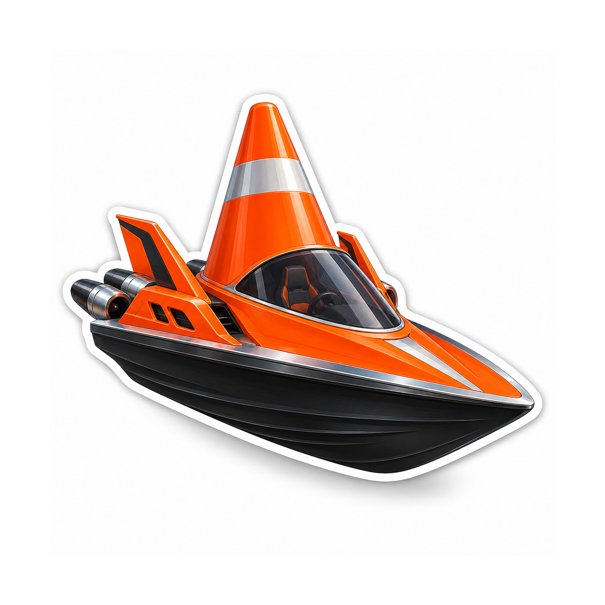 Orange Traffic Cone Speedboat Vinyl Decal Stickers
