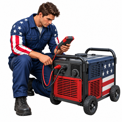 Patriotic Worker Testing Wheeled Generator Art Vinyl Decal Stickers
