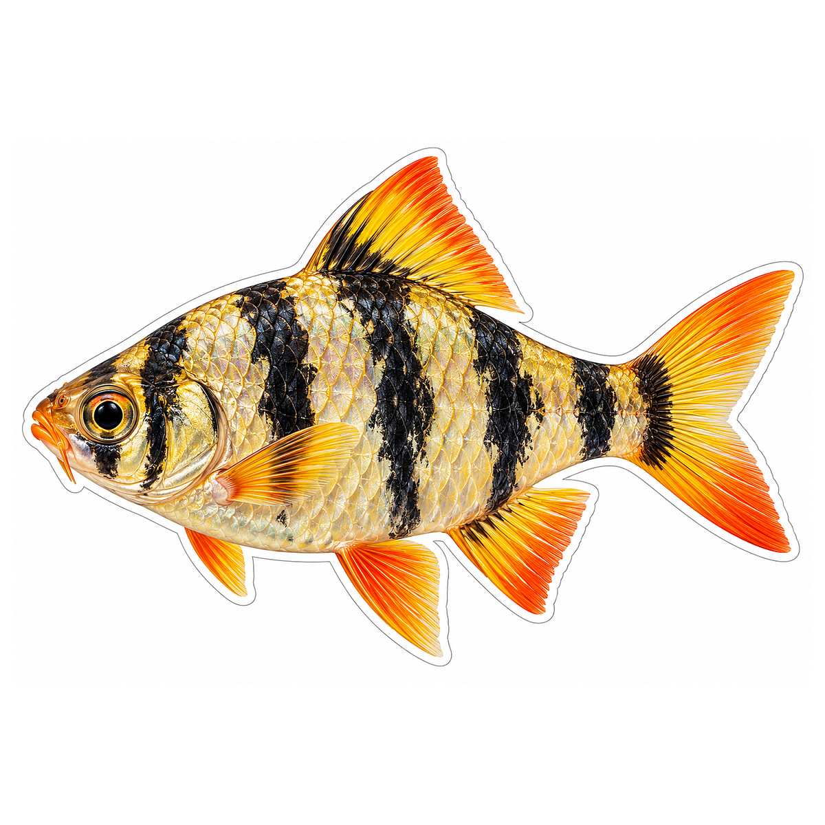 Gold Butterfly Barb with Black Bands Art Vinyl Decal Stickers