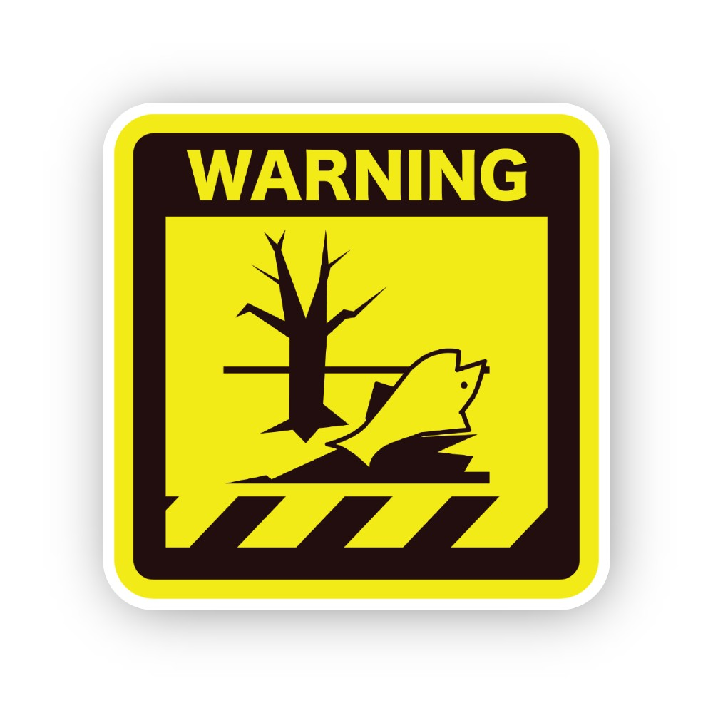 Yellow Warning Bare Tree Fish Panel Vinyl Decal Stickers