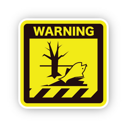 Yellow Warning Bare Tree Fish Panel Vinyl Decal Stickers