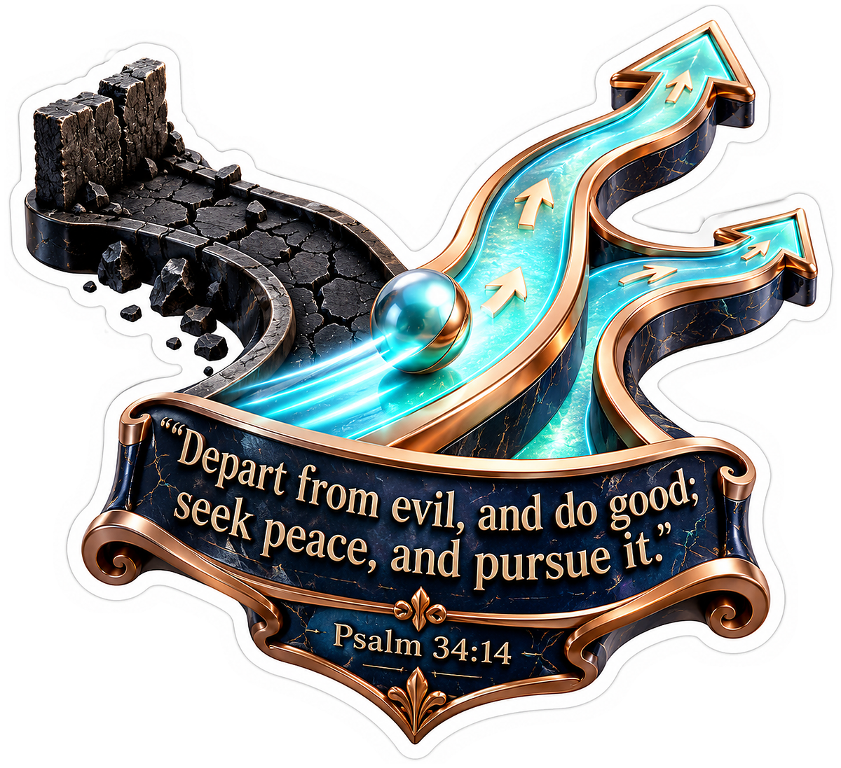 Glowing Blue Path Seek Peace Bible Verse Art Vinyl Decal Stickers
