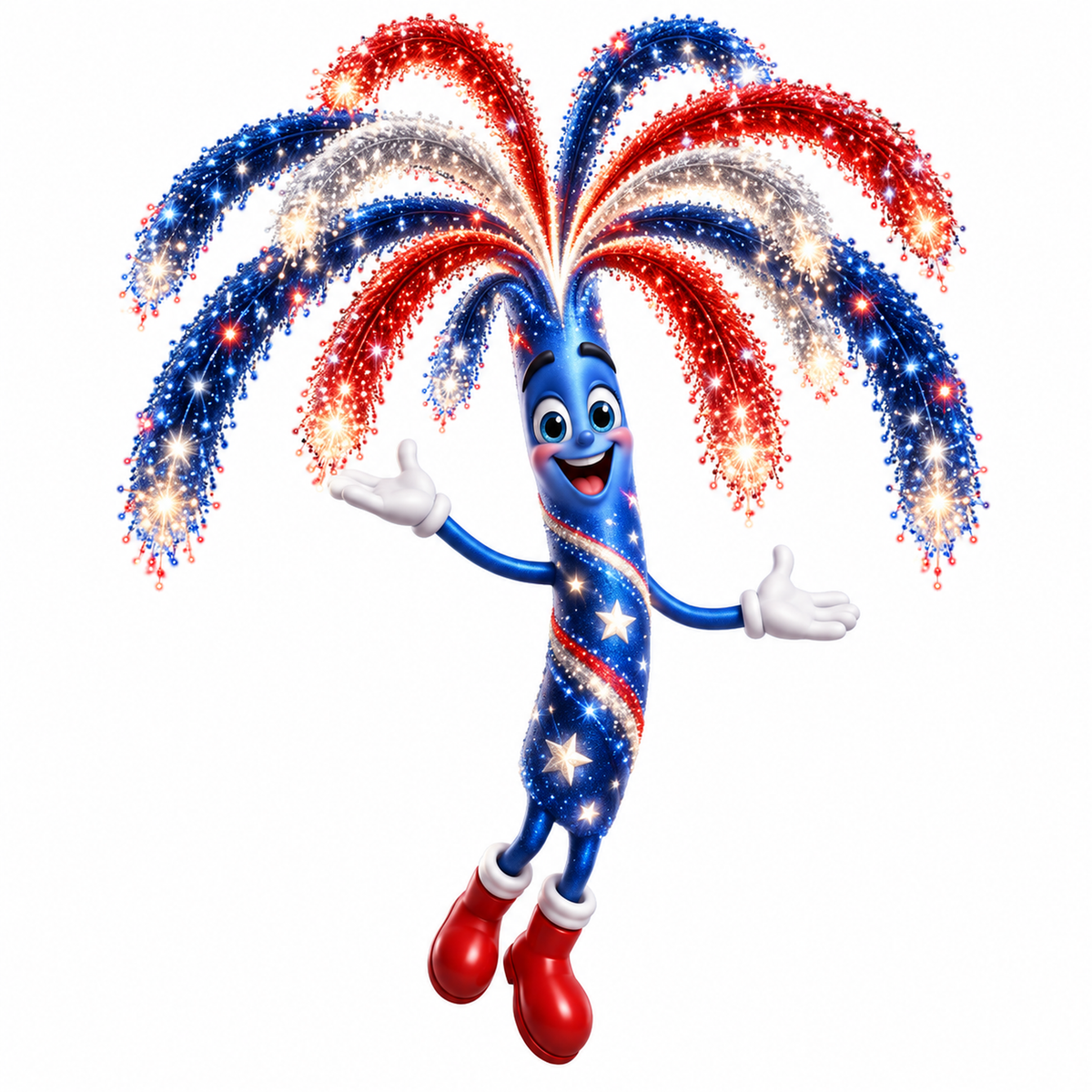 Patriotic Tall Blue Comet With Spark Arcs Art Vinyl Decal Stickers