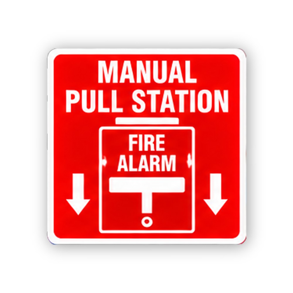 Red Manual Pull Station Alarm Square Vinyl Decal Stickers