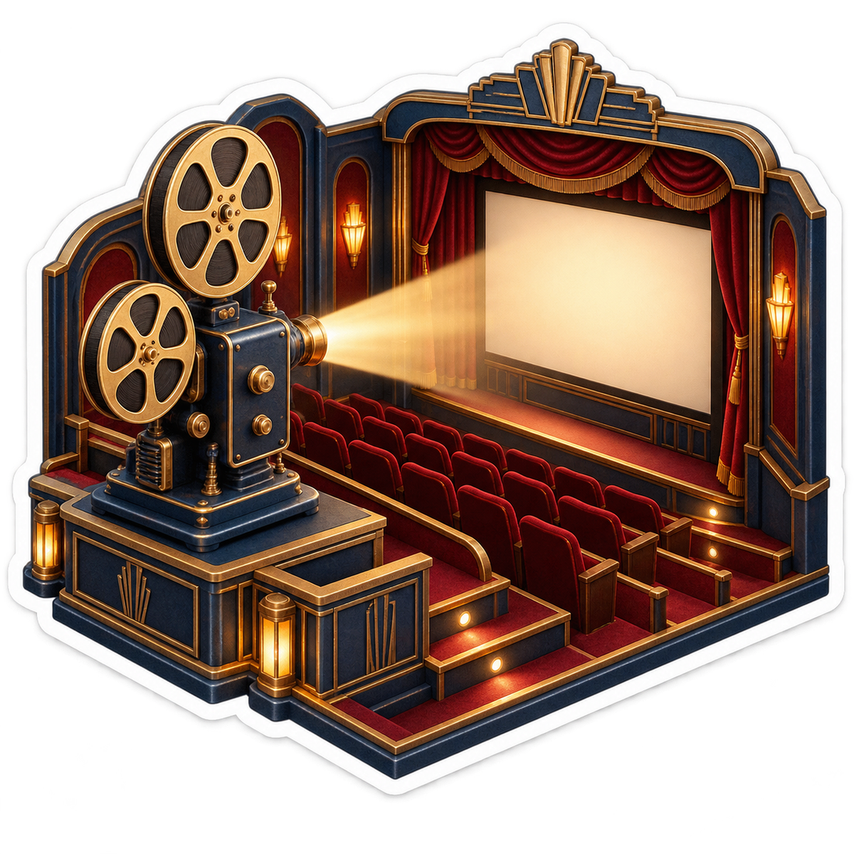 Film Projector beside Red Seat Cinema Vinyl Decal Stickers