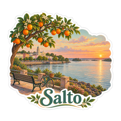 Salto Riverside Sunset and Orange Tree Art Vinyl Decal Stickers