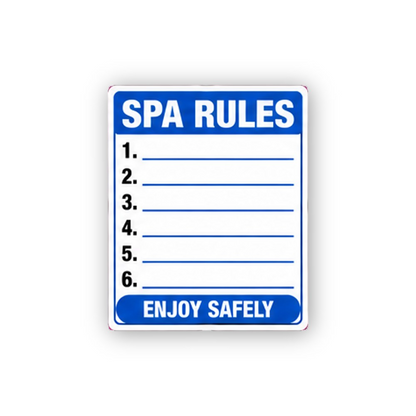 Blue Spa Rules Six Blank Lines Portrait Vinyl Decal Stickers