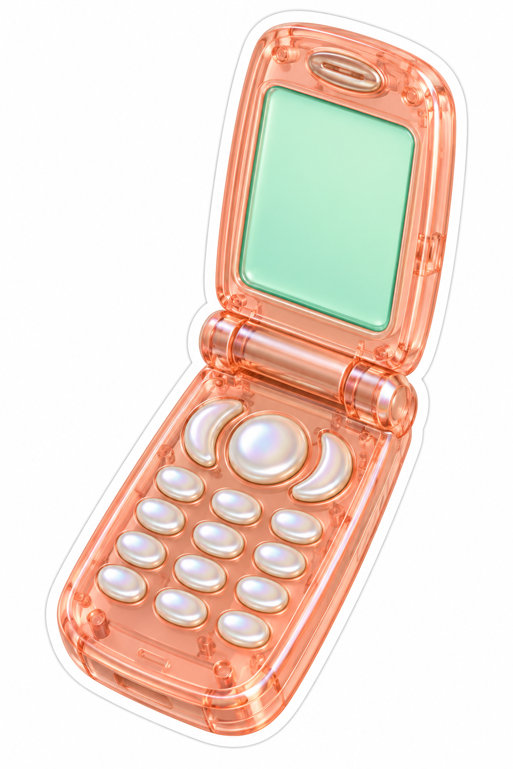 Clear Peach Flip Phone with Mint Screen Vinyl Decal Stickers