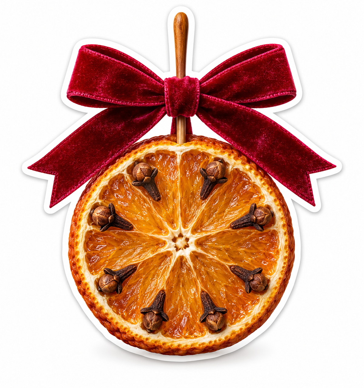 Dried Orange Clove Ornament with Red Velvet Bow Vinyl Decal Stickers