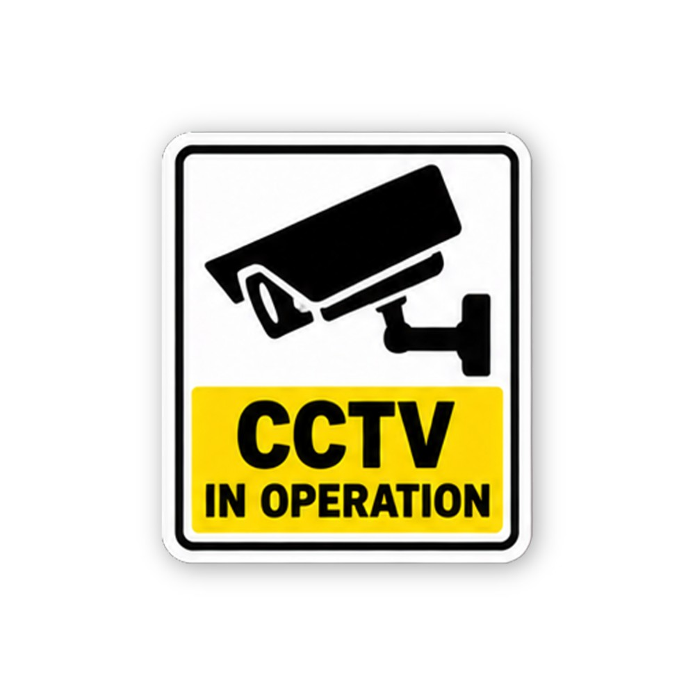 Yellow CCTV Camera Operation Portrait Vinyl Decal Stickers