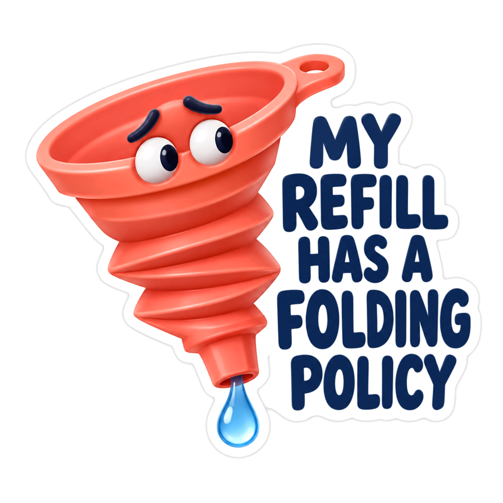 Coral Folding Funnel with Blue Water Drop Vinyl Decal Stickers