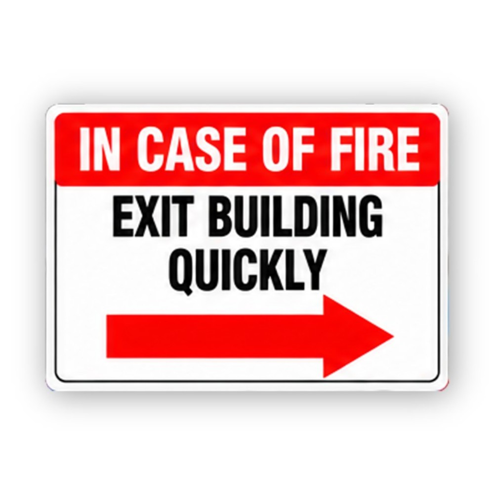 Red Fire Exit Quickly Right Arrow Panel Vinyl Decal Stickers