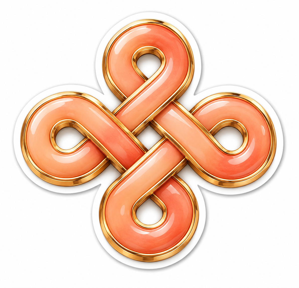Coral Four Loop Knot Ornament with Golden Edges Vinyl Decal Stickers