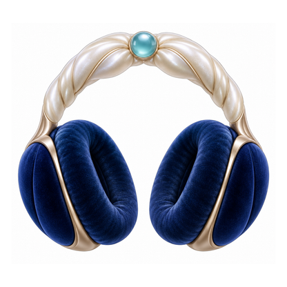 Indigo Velvet Earmuffs Pearl Headband Art Vinyl Decal Stickers