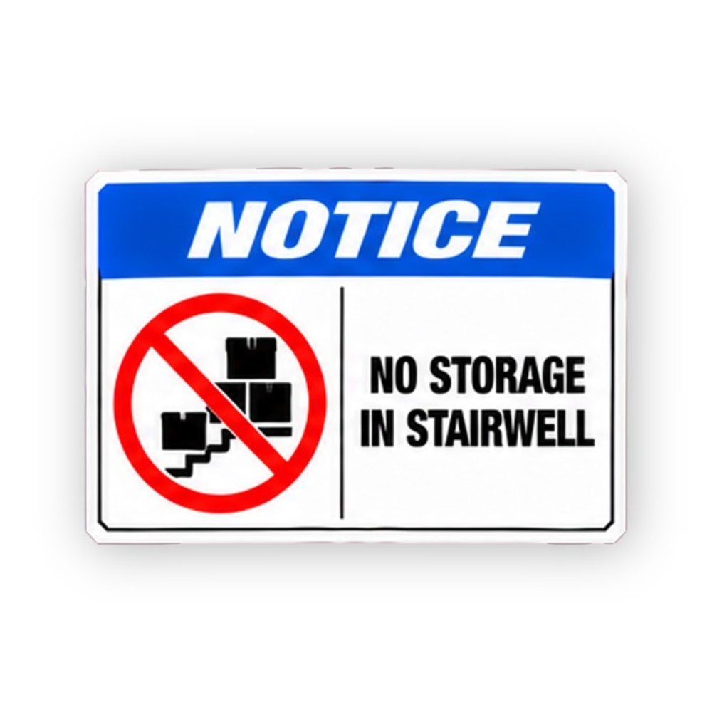 Blue Notice Crossed Stairwell Boxes Panel Vinyl Decal Stickers