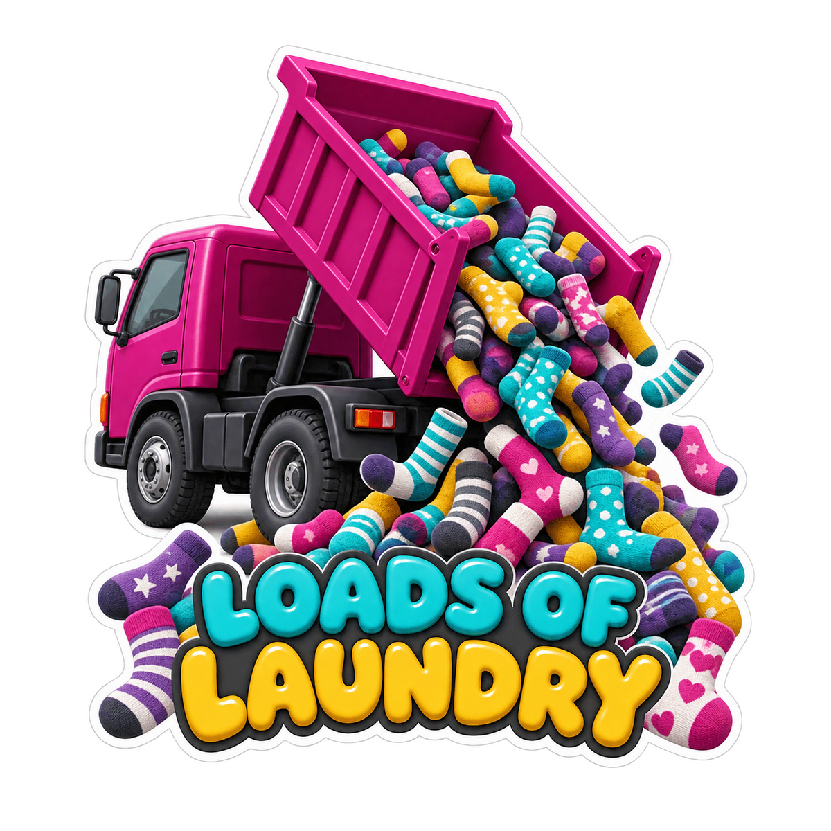 Colorful Socks Dump Truck Art Vinyl Decal Stickers