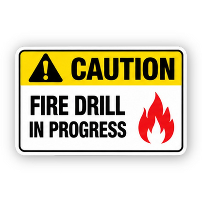 Yellow Fire Drill Red Flame Panel Vinyl Decal Stickers