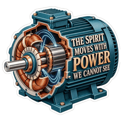 Spirit Teal Motor Cutaway Illustration Art Vinyl Decal Stickers