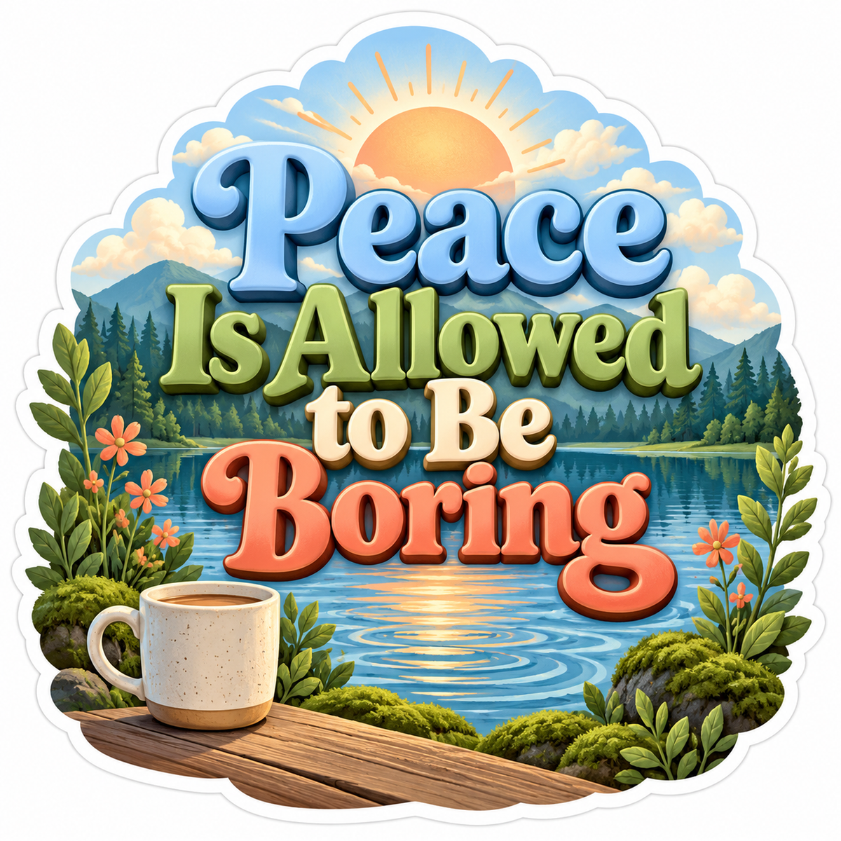 Lake Sunrise Peace Is Allowed Quote Art Vinyl Decal Stickers