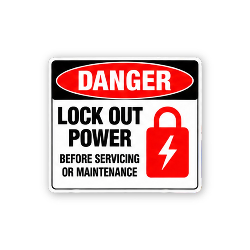 Black Danger Lock Out Power Red Padlock Panel Vinyl Decal Stickers
